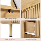 Comò doppio a 6 cassetti, cassettiera in legno scanalato da 120 cm con ampio spazio contenitivo e ripiano superiore grande - Porta TV per soggiorno, camera da letto, corridoio