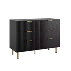 Comò doppio a 6 cassetti, cassettiera in legno scanalato da 120 cm con ampio spazio contenitivo e ripiano superiore grande - Porta TV per soggiorno, camera da letto, corridoio