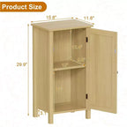 Mobiletto con Anta in Rattan Intrecciato, Organizzatore Autoportante Salvaspazio a 2 Ripiani, Comodino di Finitura per Bagno, Cucina, Soggiorno