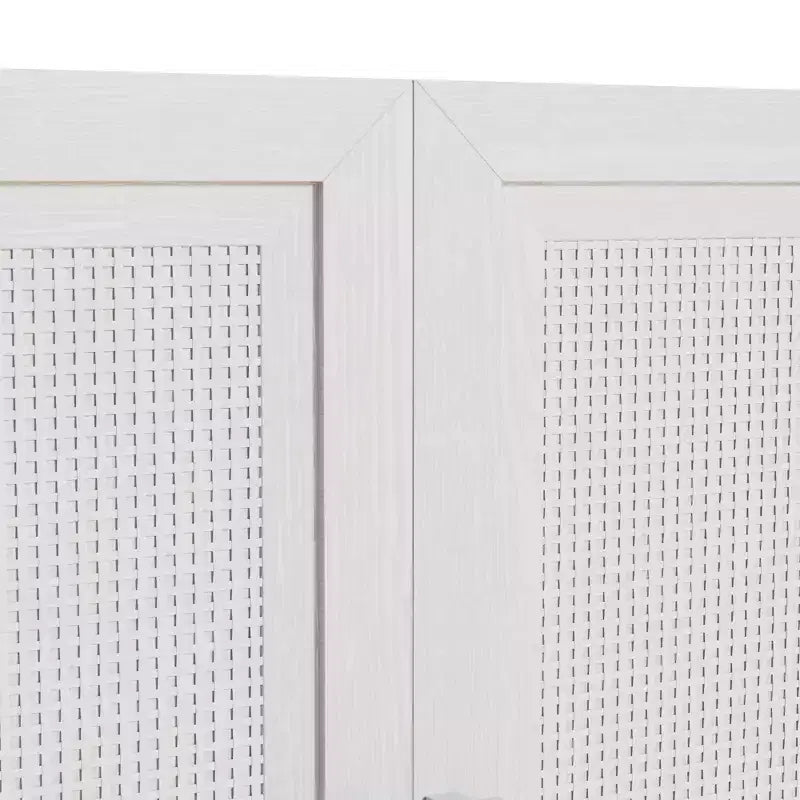 Credenza a 3 ante in rattan con ripiani regolabili - 93Lx36H