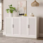 Credenza a 3 ante in rattan con ripiani regolabili - 93Lx36H