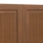Credenza a 3 ante in rattan con ripiani regolabili - 93Lx36H