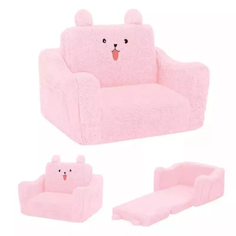 Divano per bambini, 2 in 1 pieghevole, divanetto apribile per sala giochi, rosa