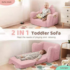Divano per bambini, 2 in 1 pieghevole, divanetto apribile per sala giochi, rosa