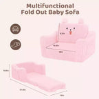 Divano per bambini, 2 in 1 pieghevole, divanetto apribile per sala giochi, rosa