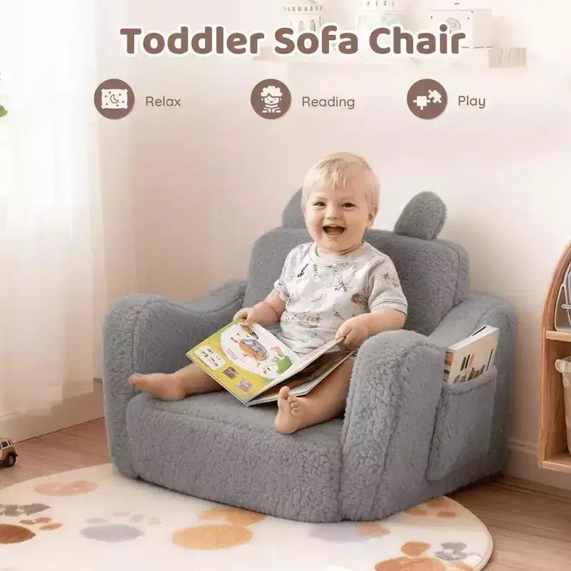 Divano per bambini, 2 in 1 pieghevole, divanetto apribile per sala giochi, rosa
