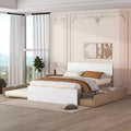 Full Size Sturdy Wood Bed Frame with Twin Trundle and 2 Storage Drawers, no Box Spring Needed, Trundle Bed for Bedroom, Guest Room, or Small Space