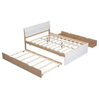 Letto a piattaforma robusto in legno con rotelle estraibili e 2 cassetti portaoggetti, nessuna necessità di rete, letto estraibile per camera da letto, camera degli ospiti o piccoli spazi