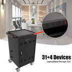 Carrello di ricarica mobile per 35 dispositivi con chiave di blocco, 2 rotelle bloccabili, struttura in acciaio, carrello per laptop e tablet
