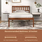 Letto a piattaforma singolo/matrimoniale/queen con testiera, gamba in legno massello, base materasso, noce