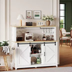 Mobile credenza da caffè da 140 cm stile coloniale con luci - Grande buffet con ante scorrevoli, portabottiglie, ripiani regolabili per cucina, sala da pranzo