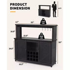 Mobile credenza da caffè da 140 cm stile coloniale con luci - Grande buffet con ante scorrevoli, portabottiglie, ripiani regolabili per cucina, sala da pranzo
