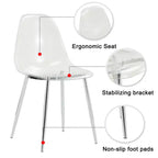 Set di 6 sedie da pranzo moderne in acrilico con sedute a forma di cucchiaio trasparenti, sedie trasparenti con gambe dorate, per sala da pranzo, cucina, soggiorno, argento