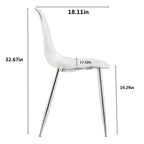 Set di 6 sedie da pranzo moderne in acrilico con sedute a forma di cucchiaio trasparenti, sedie trasparenti con gambe dorate, per sala da pranzo, cucina, soggiorno, argento