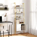 Libreria a Scala a 5 Ripiani da 72,5" con Mobile, 2 Pezzi