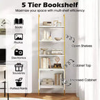Libreria a Scala a 5 Ripiani da 72,5" con Mobile, 2 Pezzi