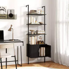 Libreria a Scala a 5 Ripiani da 72,5" con Mobile, 2 Pezzi