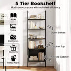 Libreria a Scala a 5 Ripiani da 72,5" con Mobile, 2 Pezzi