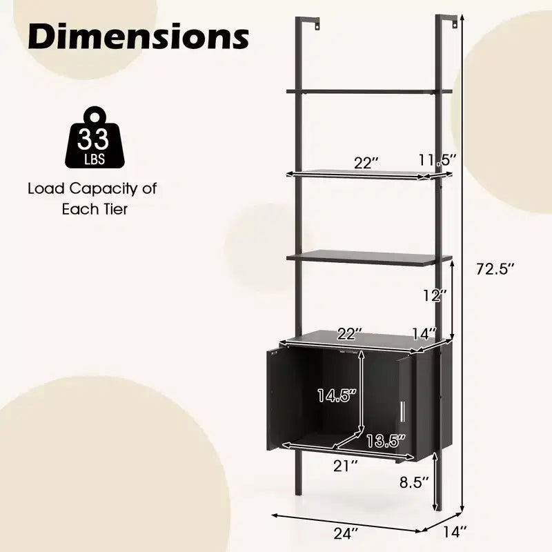 Libreria a Scala a 5 Ripiani da 72,5" con Mobile, 2 Pezzi