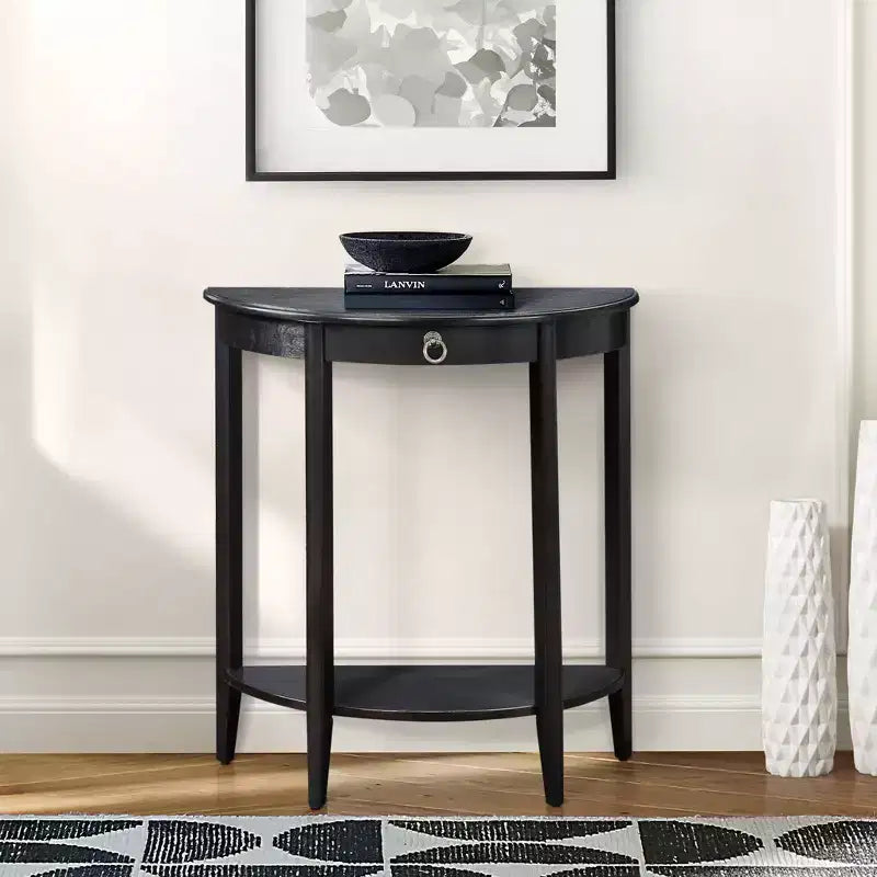 GDFStudio Dain Modern Wooden Half Moon Console Table with 1 Open Shelf