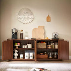 Mobile buffet/credenza verticale a strisce in legno, mobile TV, armadietti angolari curvi per sala da pranzo, cucina