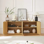Mobile buffet/credenza verticale a strisce in legno, mobile TV, armadietti angolari curvi per sala da pranzo, cucina
