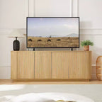 Mobile buffet/credenza verticale a strisce in legno, mobile TV, armadietti angolari curvi per sala da pranzo, cucina