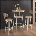 Modern 3-Piece Bistro Set, Round Bar Table with Partition & Backrest Stools, Pub Dining Table Set for Home Kitchen or Breakfast Nook White