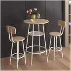 Modern 3-Piece Bistro Set, Round Bar Table with Partition & Backrest Stools, Pub Dining Table Set for Home Kitchen or Breakfast Nook White