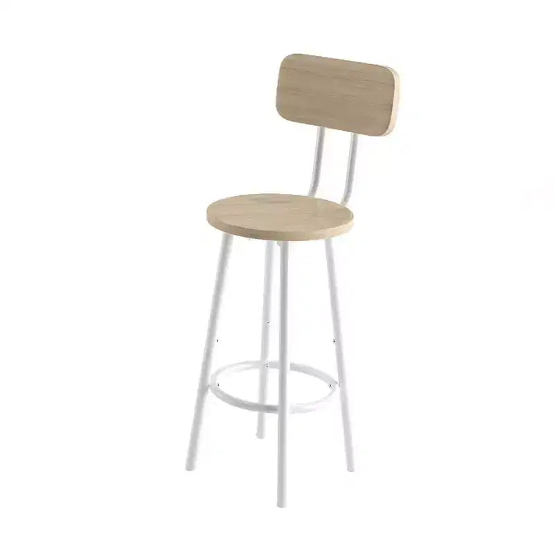 Set da Bistrò Moderno 3 Pezzi, Tavolo da Bar Rotondo con Ripiano Divisorio e Sgabelli con Schienale, Set Tavolo da Pub per Cucina di Casa o Angolo Colazione Bianco
