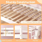 Letto a Castello in Legno Twin su Twin con Letto Estraibile, Scala Contenitore e Convertibile
