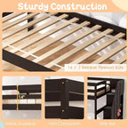 Letto a Castello in Legno Twin su Twin con Letto Estraibile, Scala Contenitore e Convertibile