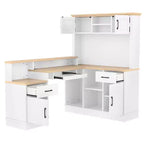 Scrivania gaming a L con presa di corrente, cassetti, libreria, tavolo da studio a L per angolo