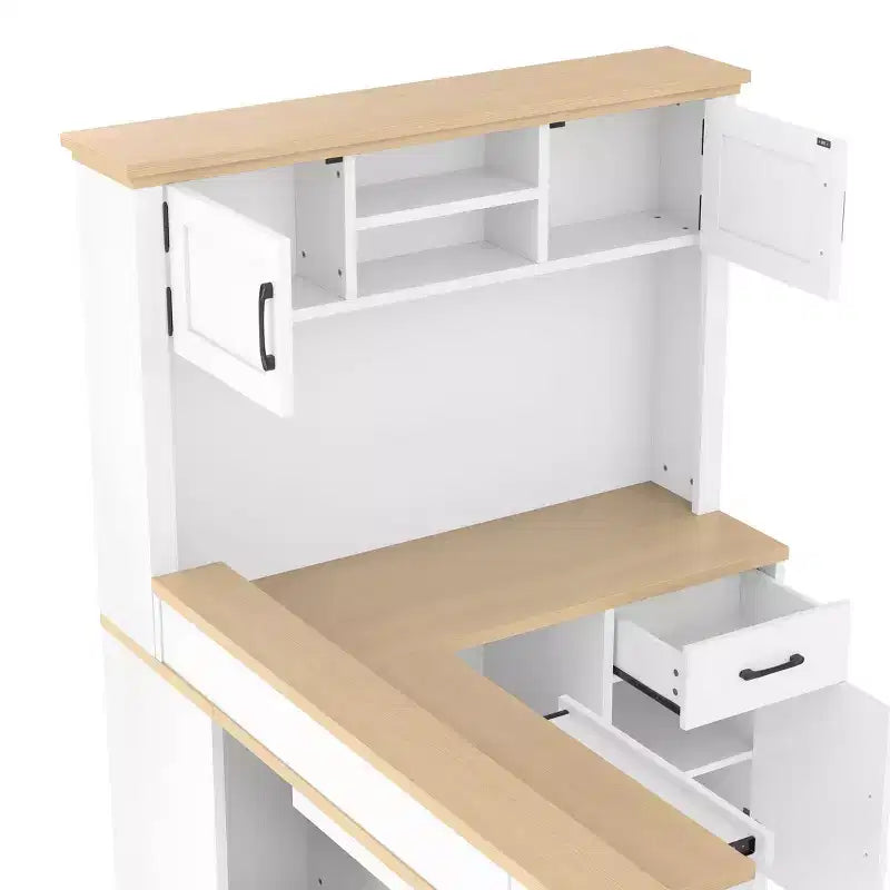 Scrivania gaming a L con presa di corrente, cassetti, libreria, tavolo da studio a L per angolo