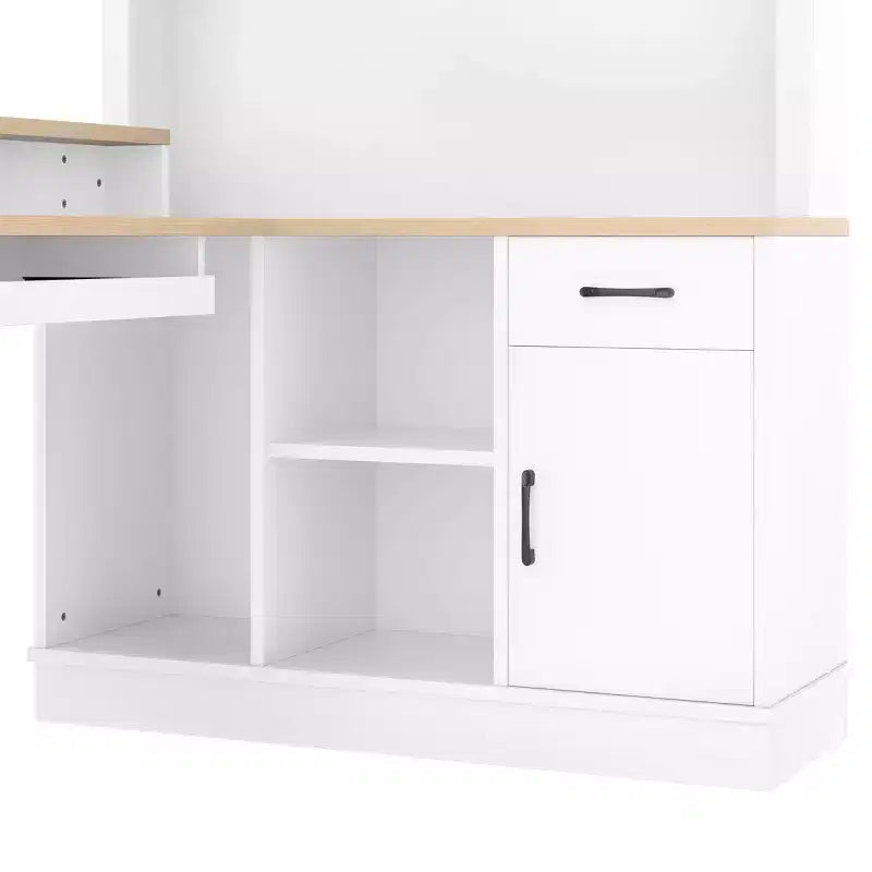 Scrivania gaming a L con presa di corrente, cassetti, libreria, tavolo da studio a L per angolo