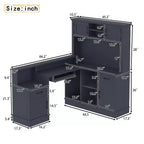 Scrivania gaming a L con presa di corrente, cassetti, libreria, tavolo da studio a L per angolo