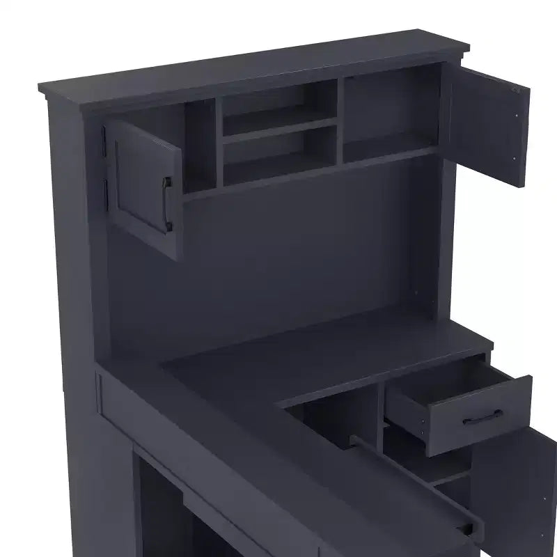 Scrivania gaming a L con presa di corrente, cassetti, libreria, tavolo da studio a L per angolo