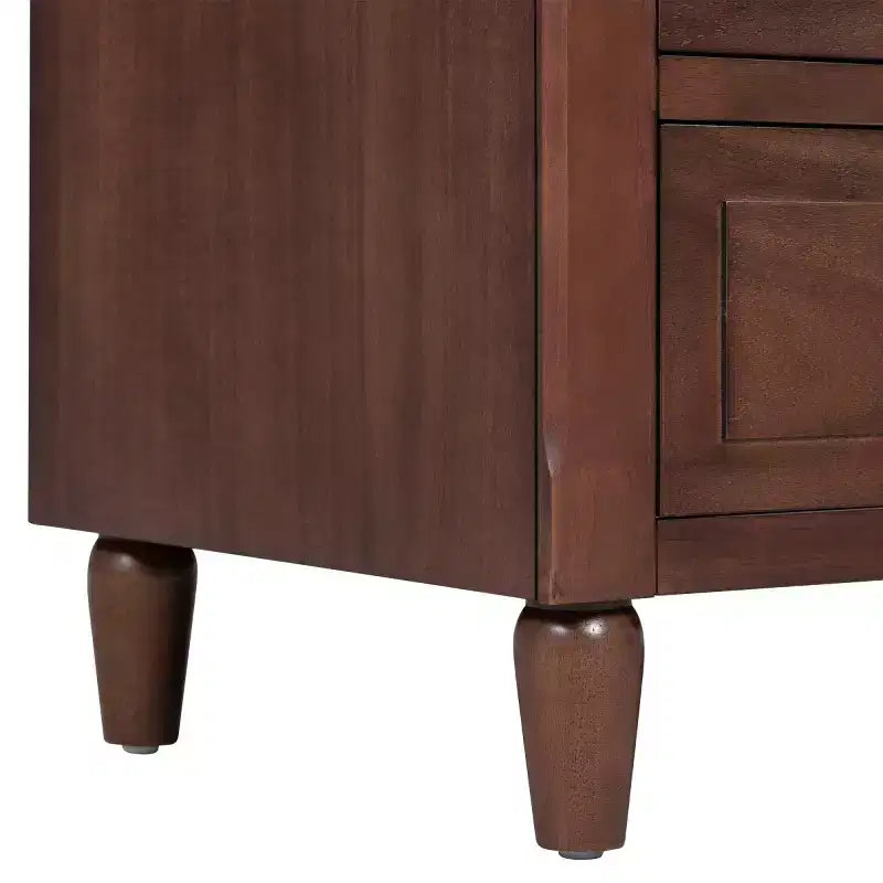 Comodino moderno a 3 cassetti, elegante mobile laterale con maniglie in metallo e gambe in legno di gomma