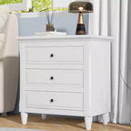 Comodino moderno a 3 cassetti, elegante mobile laterale con maniglie in metallo e gambe in legno di gomma