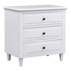 Comodino moderno a 3 cassetti, elegante mobile laterale con maniglie in metallo e gambe in legno di gomma