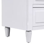 Comodino moderno a 3 cassetti, elegante mobile laterale con maniglie in metallo e gambe in legno di gomma