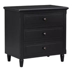 Comodino moderno a 3 cassetti, elegante mobile laterale con maniglie in metallo e gambe in legno di gomma