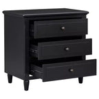 Comodino moderno a 3 cassetti, elegante mobile laterale con maniglie in metallo e gambe in legno di gomma