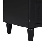 Comodino moderno a 3 cassetti, elegante mobile laterale con maniglie in metallo e gambe in legno di gomma