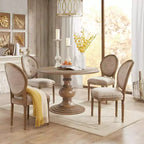 Tavolo da pranzo rotondo Wood 46 Farmhouse con piano in impiallacciatura Diamond