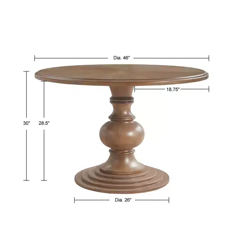 Tavolo da pranzo rotondo Wood 46 Farmhouse con piano in impiallacciatura Diamond