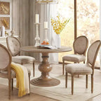 Tavolo da pranzo rotondo Wood 46 Farmhouse con piano in impiallacciatura Diamond