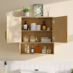Mobiletto da bagno a parete, mobiletto a 2 ripiani sopra il WC, mobiletto in legno impermeabile per bagno, cucina, soggiorno