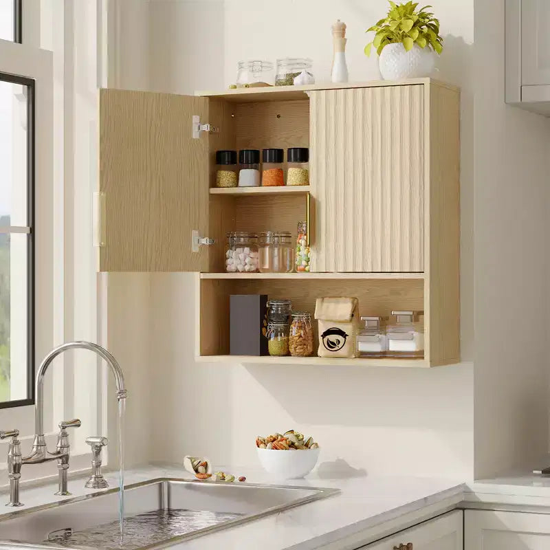 Mobiletto da bagno a parete, mobiletto a 2 ripiani sopra il WC, mobiletto in legno impermeabile per bagno, cucina, soggiorno