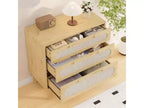 Comodino in Rattan a 3 Cassetti per Camera da Leto, Set di 2 Cassettiere Moderne in Legno con Maniglie per Camera da Letto, Design Antiribaltamento, Corridoio e Soggiorno